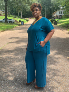 Teal Smocked Waist Matching Set