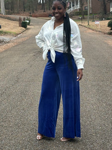 Royal Blue Velvet Flares