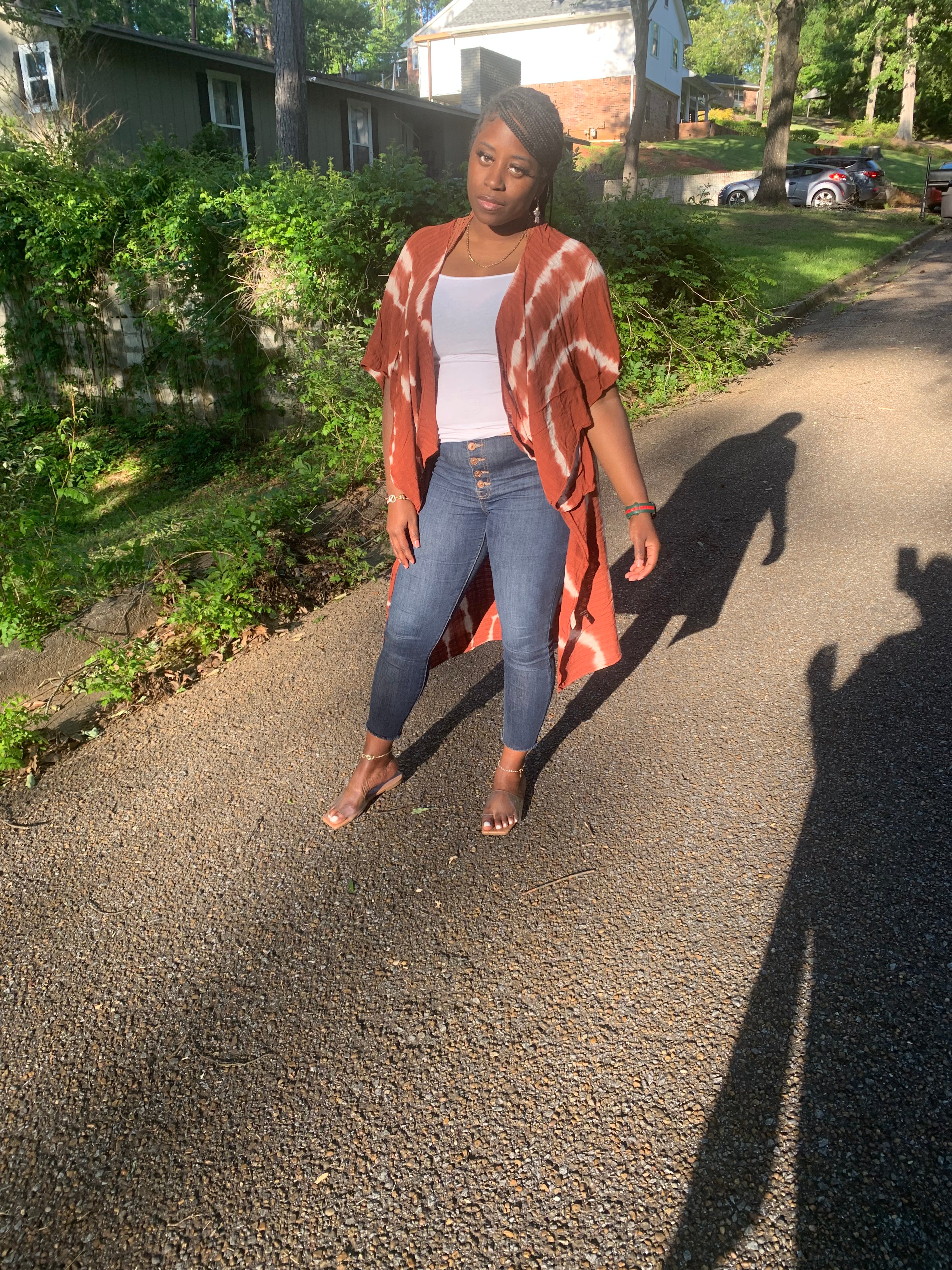 Burnt Orange tie dye kimono