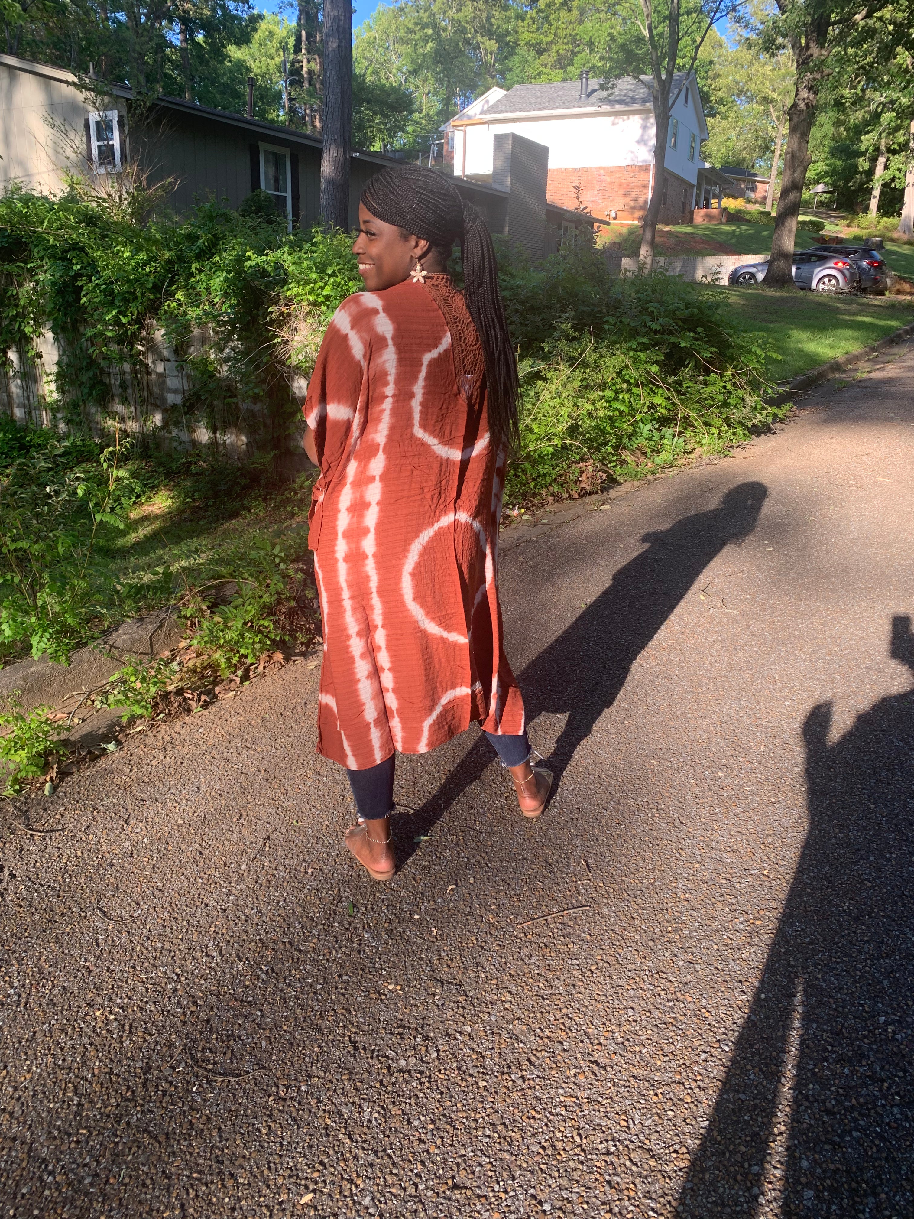 Burnt Orange tie dye kimono