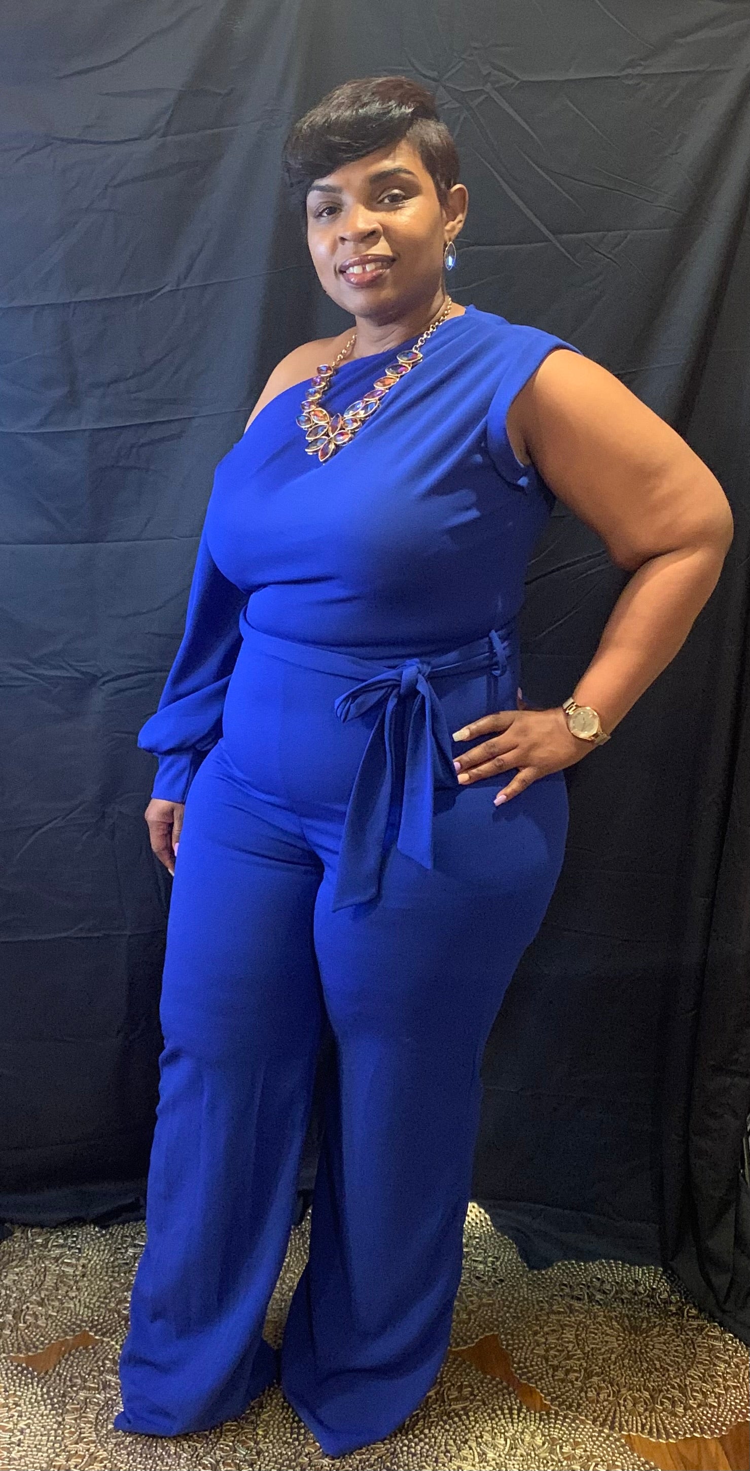 Royal Puff-Sleeve Jumpsuit